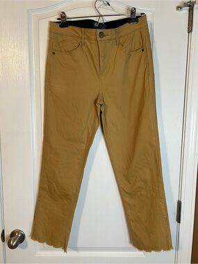 Democracy Tan High-Rise Pants with Scalloped Hem
